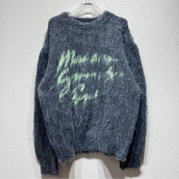 Saint Laurent Mohair Fluorescent Green Logo Sweater - Picture 1 of 5